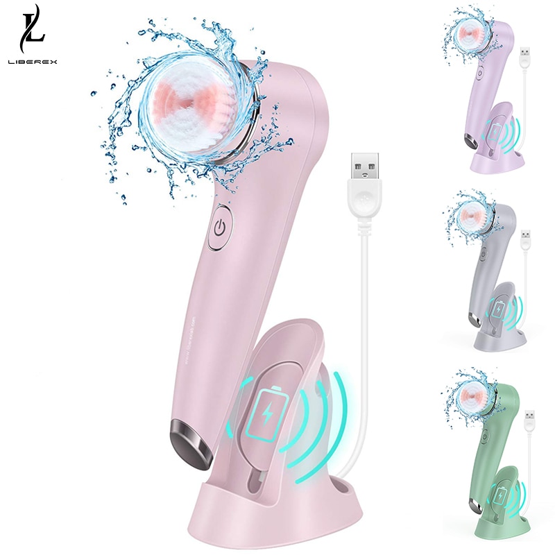 Liberex eléctrico giro cepillo de limpieza Facial IPX7 cepillo Facial a prueba de agua profunda eliminar espinillas acné cara limpia cuidado de la piel
