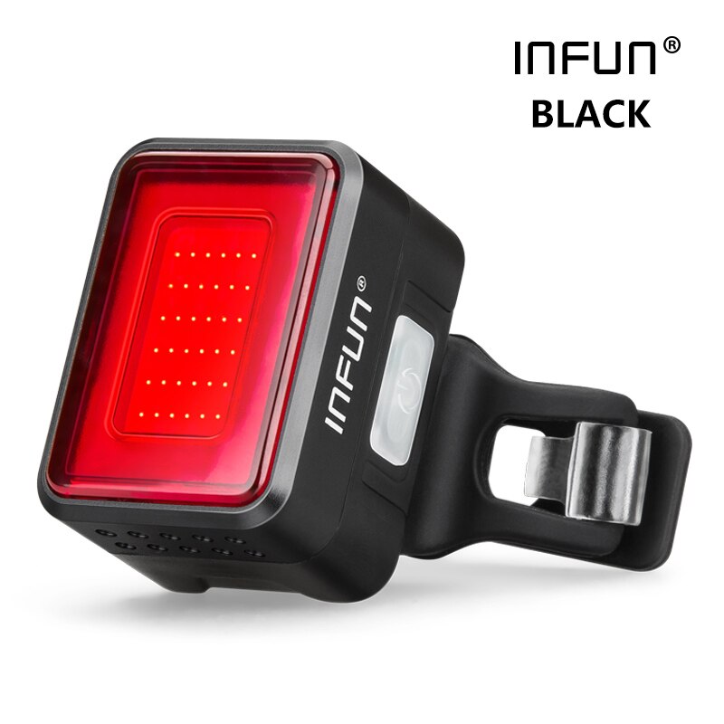 INFUN F50 Fahrrad Rücklicht Rücklicht Fahrrad Automatische Bremse Induktion straße MTB Radfahren Ladung FÜHRTE Sicherheits Lauf Lampe: Schwarz