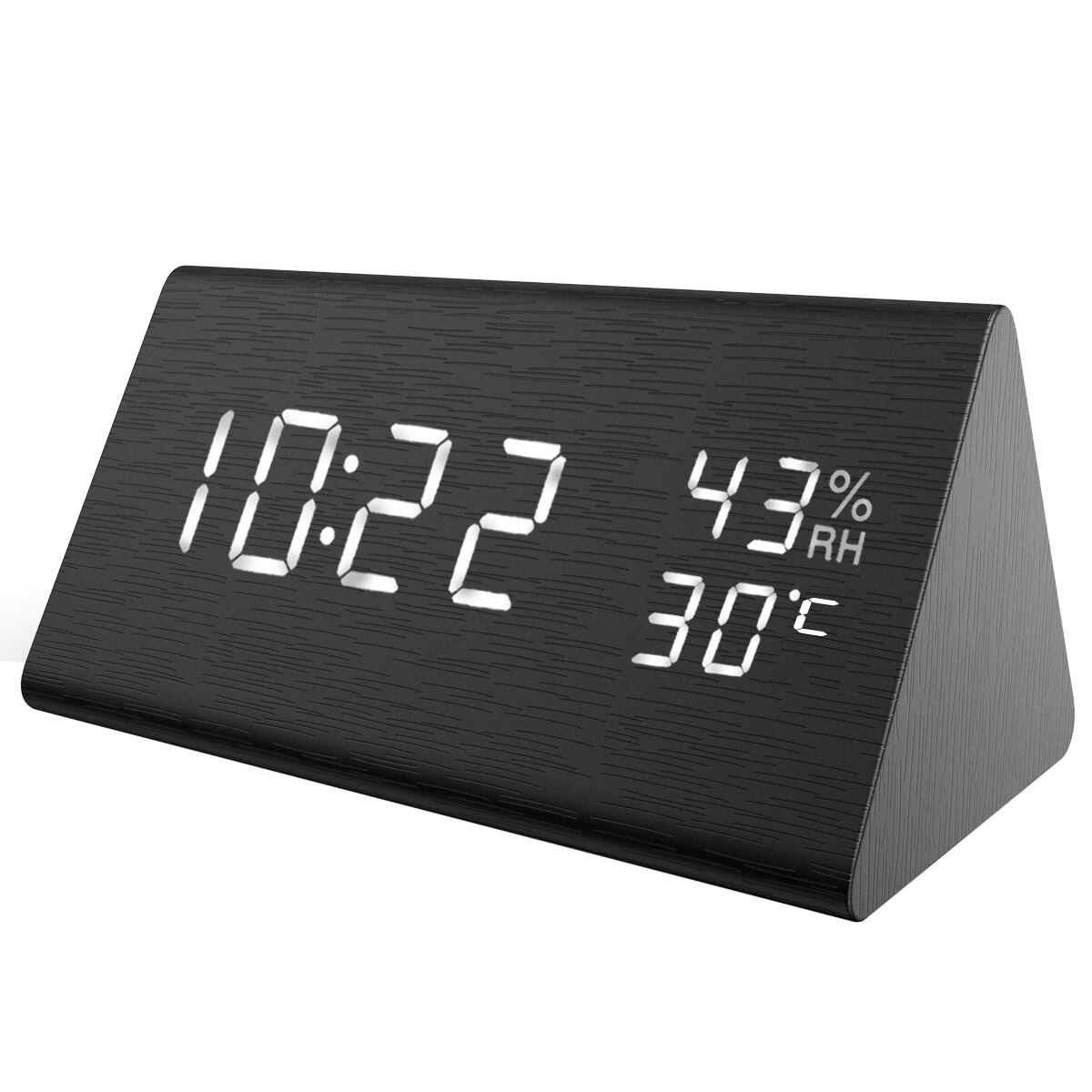 Digital Clock Wooden Electronic LED Time Display Temperature and Humidity Detect Clock For Bedroom Alarm Clock