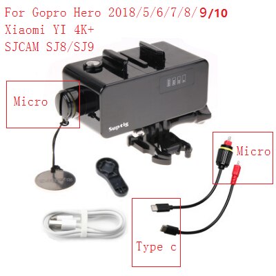 Power Bank For GoPro Hero 1098/7/6/5/4 SJ6/8 Action Camera 5200mAh Waterproof Battery Charger Waterproof Case Frame Charging/Box: Gopro 5678910 Power