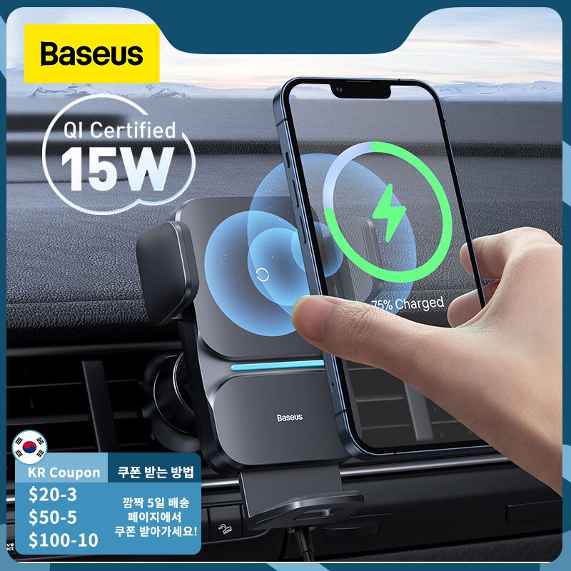 Baseus automatyczne wyrównanie uchwyt samochodowy na telefon bezprzewodowa ładowarka robić Samsung iPhone Xiaomi uchwyt na telefon uchwyt samochodowy powietrze kratka wentylacyjna uchwyt