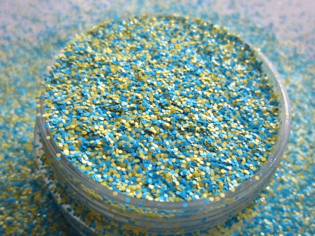 Mat neon blå gul fin glitter mix til gel neglelak  g513
