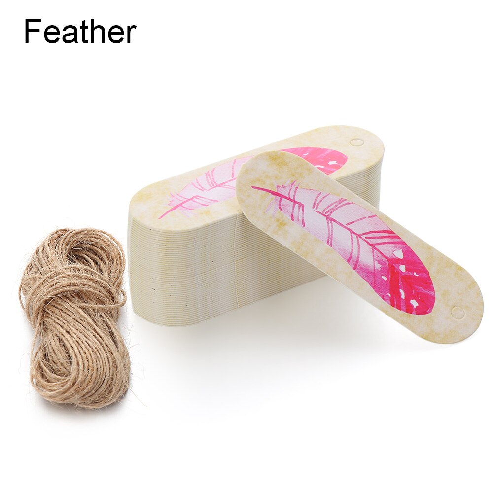 Étiquettes papier Kraft cœur à accrocher 50 pièces | Étiquettes autocollantes Kraft pour emballage de , décorations de fête: Feather