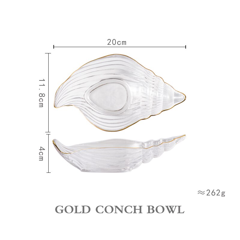 Gylden kant glas plade diy hav konkylie kammusling smykker opbevaring salat plade dessert skål middag plader sushi plade sashimi plade: D  1 stk