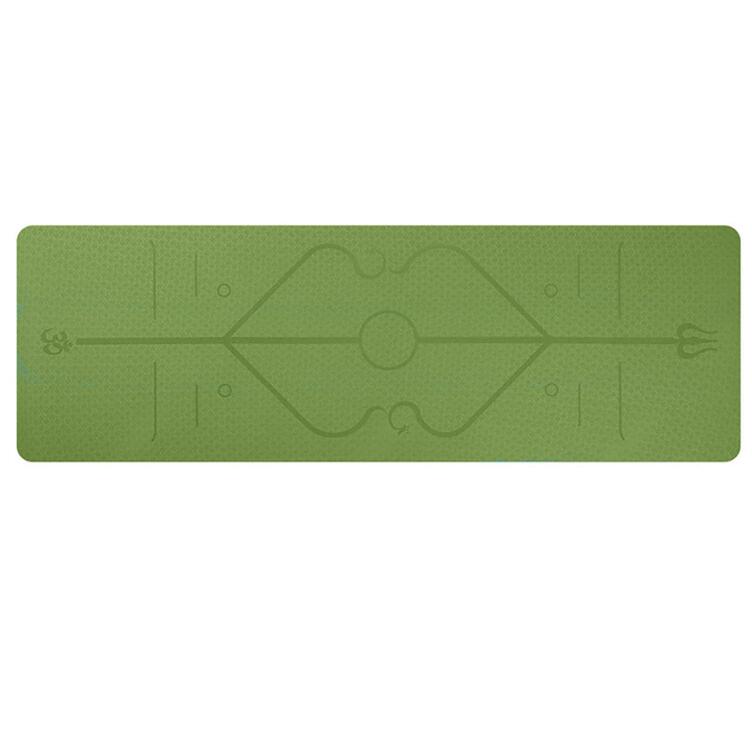 TPE Yoga Mat 183x61cm - Non-Slip Fitness Mat with Position Line for Beginners: Green