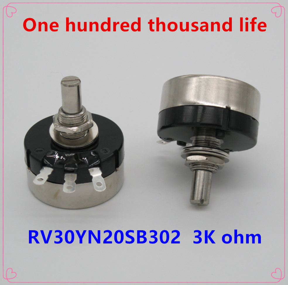 2pcs RV30YN20S B302 3W , 3K ohm Adjustable Resistance of Single Ring Carbon Film Potentiometer