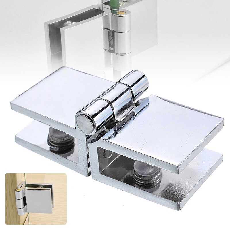 2.5mm Cabinet Door Hinge Glass Clips Clamp Single Double Action 180 Degree Glass Door Hinge for Furniture Hardware Showcase