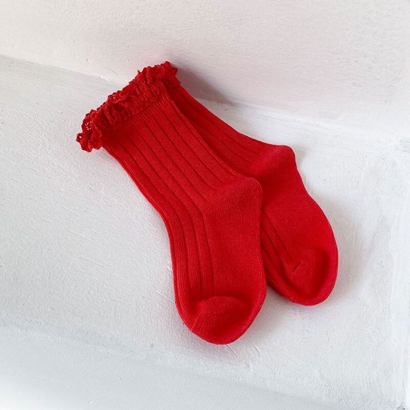 MILANCEL Frühling Neue Mädchen Socken Feste Koreanische Pilz Eisstockschießen Socken: rot