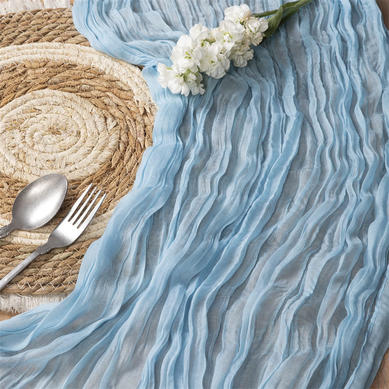 2 Stück pro Los Tischläufer im böhmischen Stil, , faltiges Bali-Garn, zerknitterte Tischfahne, Innenraum, Party, Hochzeit, Dekoration: Freier Raum