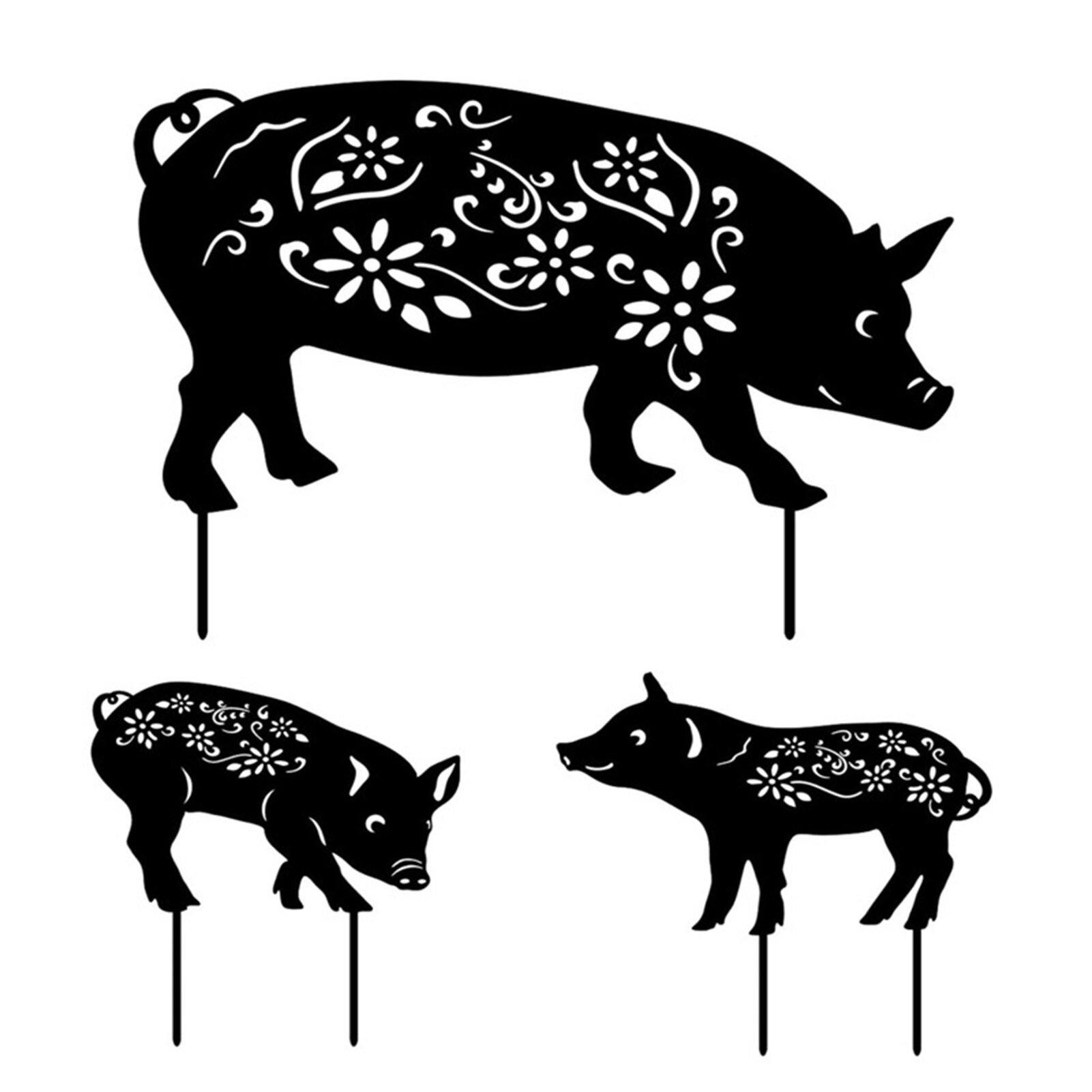 Pig Piglet Yard Art Stakes Animal Silhouette Garden Decoration Pig Piglet Yard Art Stakes Animal Silhouette Garden Decoration