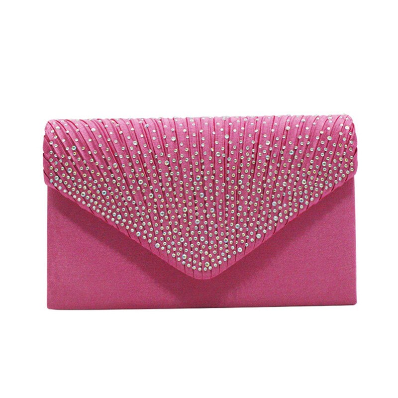 Women Evening Shoulder Bag Party Prom Wedding Lady Clutch Envelope Handbag Evening Bags: Hot Pink