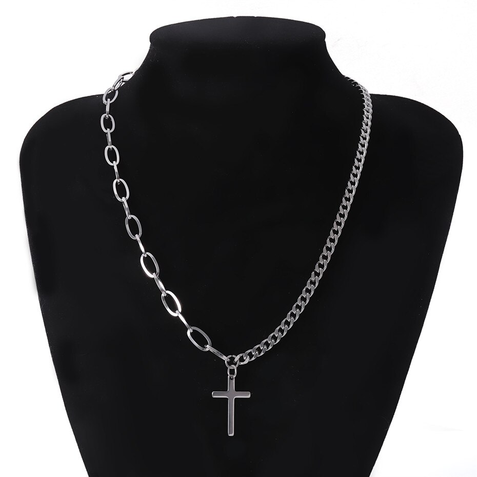 Jahrgang Silber Farbe Kreuz Jesus Anhänger Halskette Steampunk Männer Boho Edelstahl Lange Kette Halskette Christian Frauen Schmuck: Ursprünglich Titel