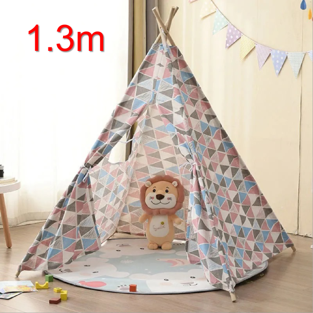 1,3 M kinder Zelt Für Kinder Geburtstag Kinder Cabana Große Spielen Haus Dekoration Teppich Tragbare Tipi Infantil Haus: AZ014-sanjiao