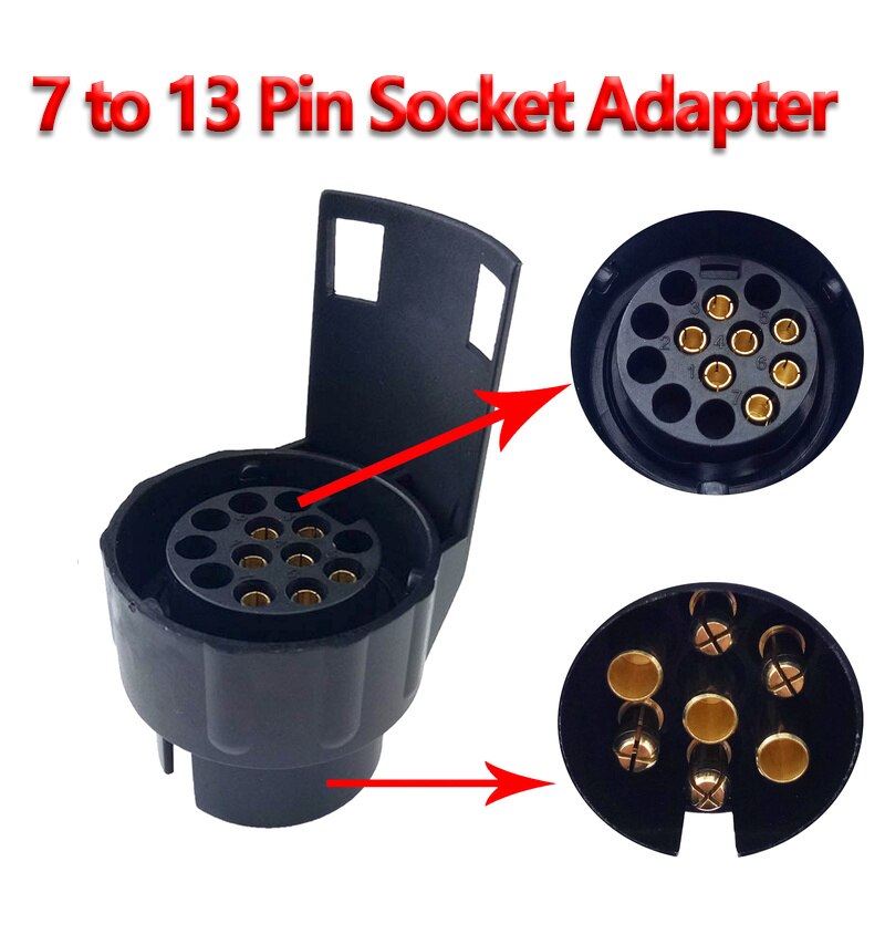 7 to 13- pins tilhengerkobling 12v tilhengerfeste tilhengerplugg adapter rv tilbehør holdbare vanntette plugger stikkontakt adapter beskytter