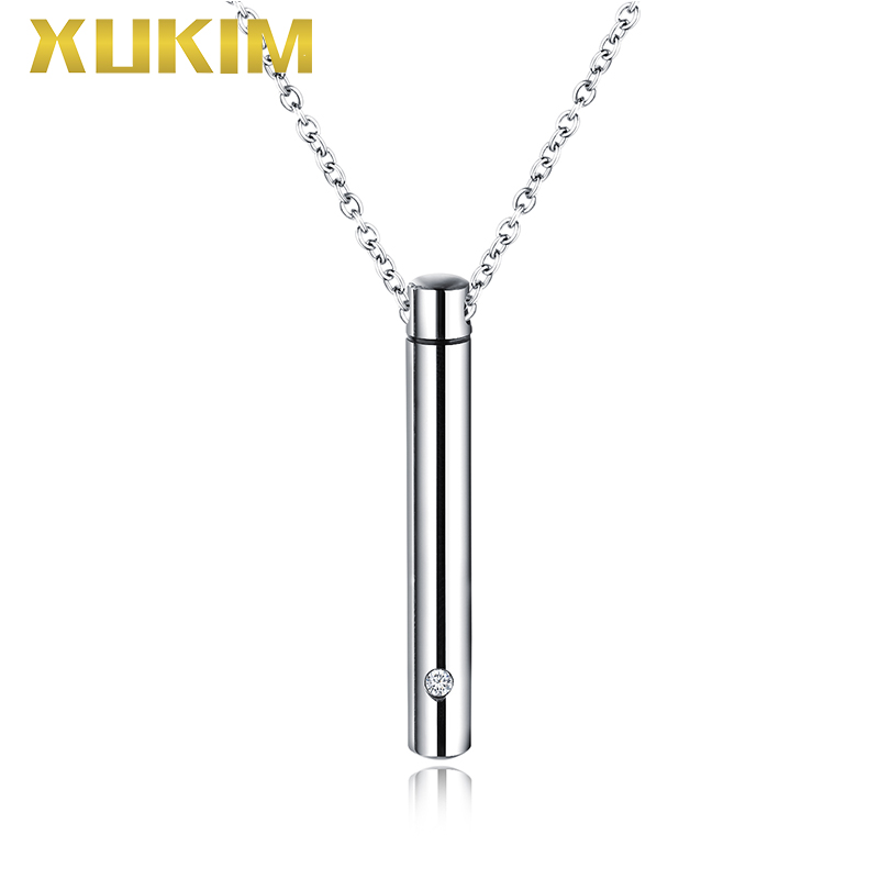 WPO407-8 Xukim Sieraden Parfum Ketting Charms Cilinder Huisdier Bot As Box Hanger Ketting: Silver