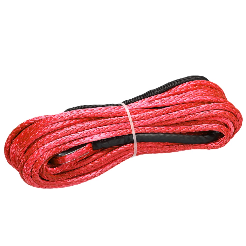 Arrivals 15m*6mm 7000lbs Red Winch Rope Synthetic Cable Line With Hook For ATV UTV Off-Road