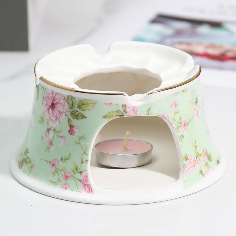 400ml engelska brittiska tekannor i fint porslin med värmebas, högkvalitativt porslin, tevärmare, tekanna, keramisk hållugn: Mörk khaki