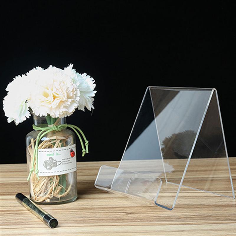 2 stk akryl display rack gennemsigtig boghylde musikplade display stativ flad opbevaringsholder