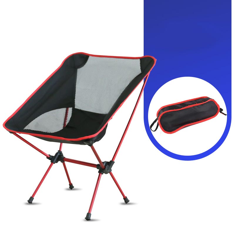 Ultra-Light Outdoor Folding Chair High Load Aviation Aluminum Alloy Chair Camping Portable Beach Hiking Picnic Fishing Chair: Red