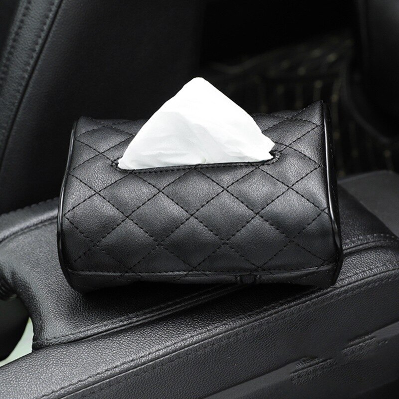 Tissuebox van pu-leer, auto tissuebox, servethouder, zonneklep, hangende opbergdoos voor de achterbank van de auto, hangende papierhouder: Bk