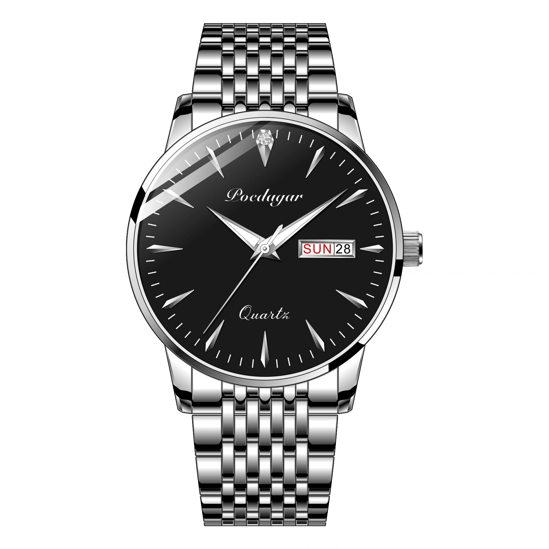 Podagar-reloj deportivo de lujo para hombre, cronógrafo de cuarzo, con fecha, resistente al agua, Masculino,: black