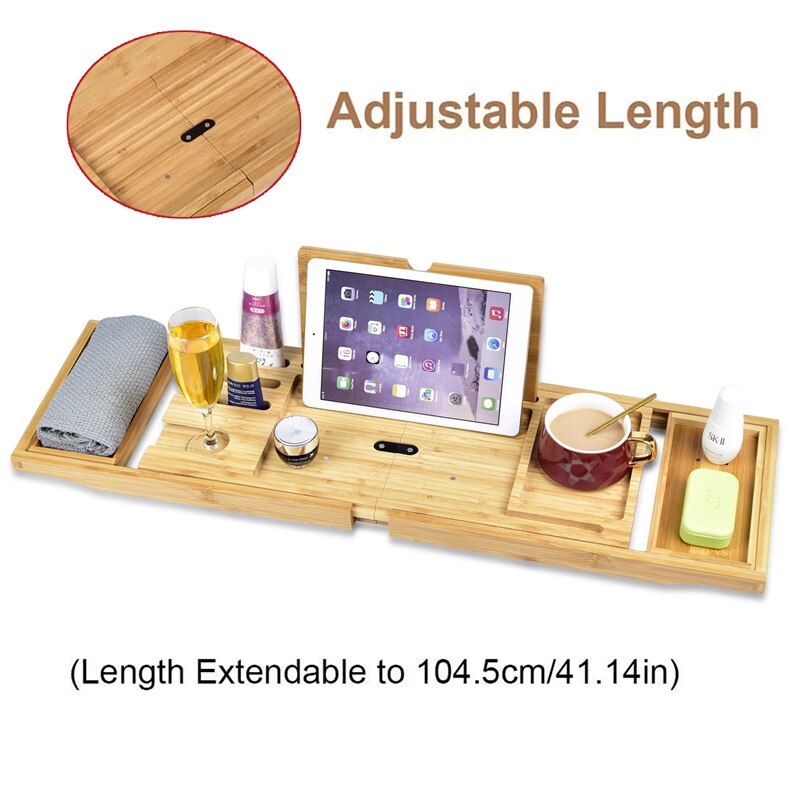 Opvouwbare handgemaakte badplank van bamboe, geschikt voor badplankhouder voor notitieblok/boek/tablet