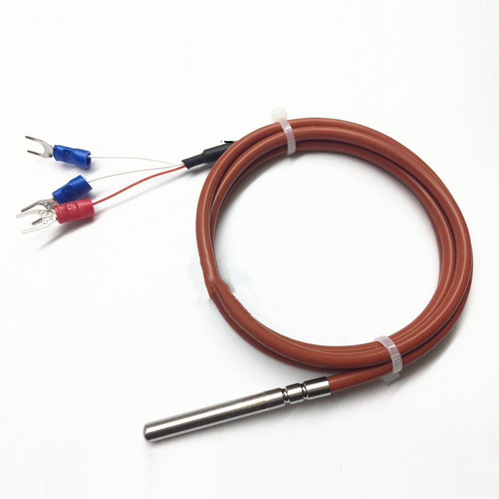 waterproof pt100 temperature sensor three wire platinum thermal resistance silicone wire shield cable