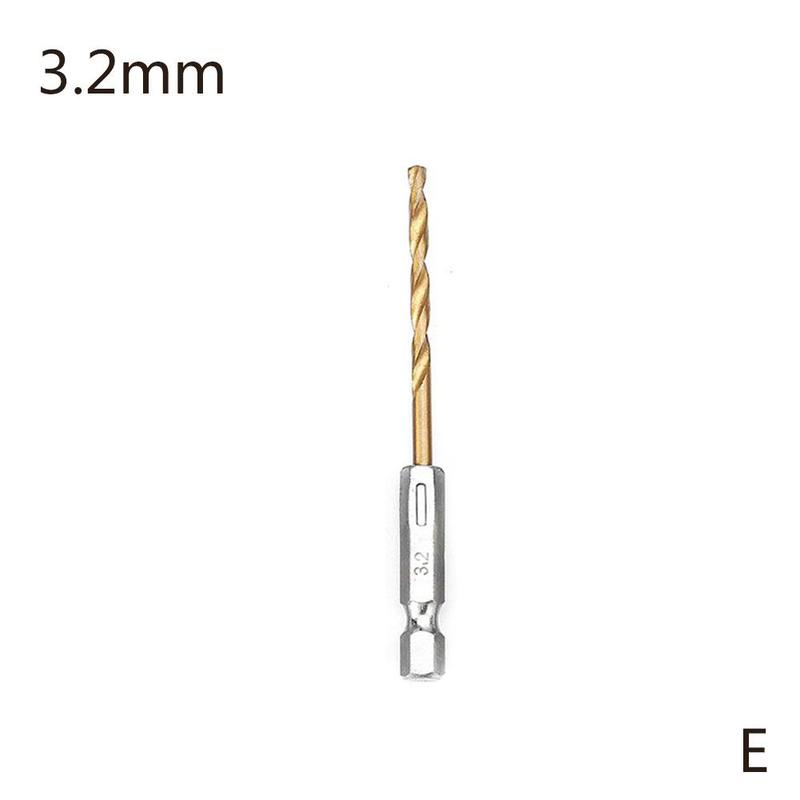 Jeu de forets HSS revêtus de titane, foret hélicoïdal à tige hexagonale de 1/4 "adapté au perçage du bois de 1.5 à 6.5mm: 3.2mm