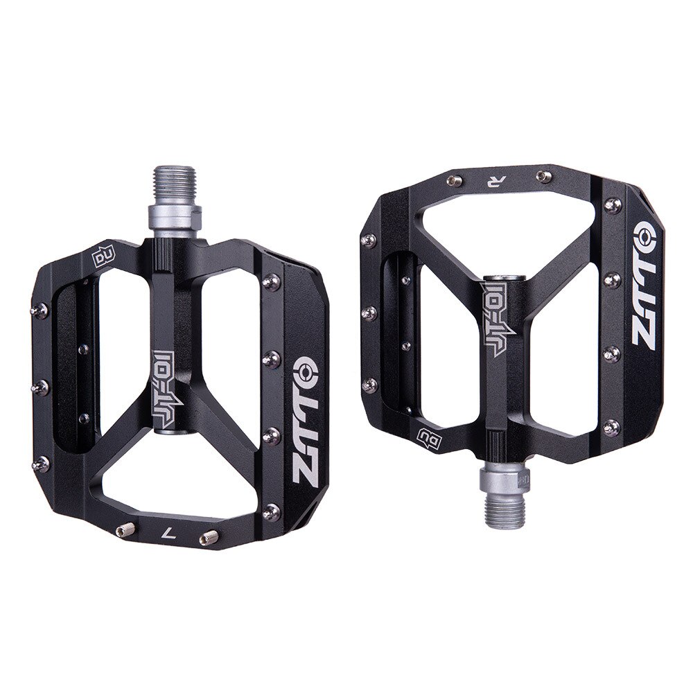 Pedales planos para bicicleta de montaña, pedales para bicicleta de montaña, pedales de plataforma ancha, accesorios para bicicleta de montaña, aleación de aluminio: Black