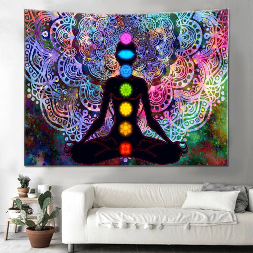 Spirituele Balkon Yoga Meditatie Achtergrond Mandala Gedrukt Home Decor Opknoping Deken Wandtapijt Zeven Chakra Divider