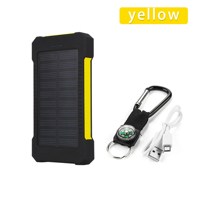 30000 Mah Solar Power Bank Voor Xiaomi Iphone Samsung Powerbank Dual Usb Solar Charger Draagbare Externe Batterij Power Bank: Geel