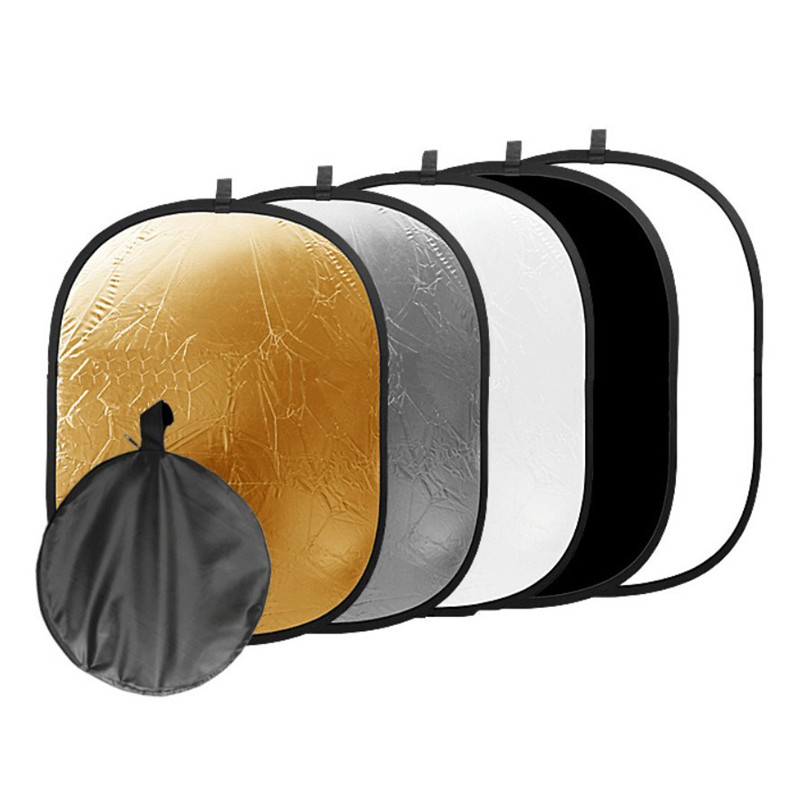 Efluky 5 in 1 reflektor 90*120cm blitzstudio zusammenklappbarer reflektor lichtreflektor gold silber weiß schwarz farben tragetasche