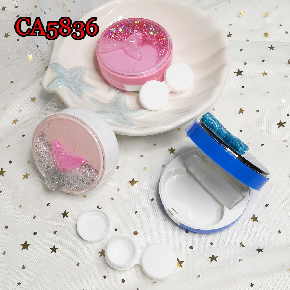 Mermaid Tear Glitter Quicksands Contact Lens Cases with Mirror Box Convenient Contact Lens Case Container CA5836