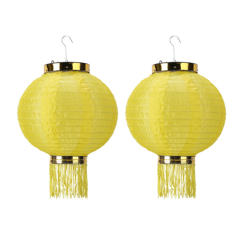 2 Stuks Ronde Lantaarn Chinese Licht Ballen Voor Bruiloft Verjaardag Decor Ambachtelijke Diy Opknoping Lantaarn Jaar Party decor: Yellow 2pcs 35cm