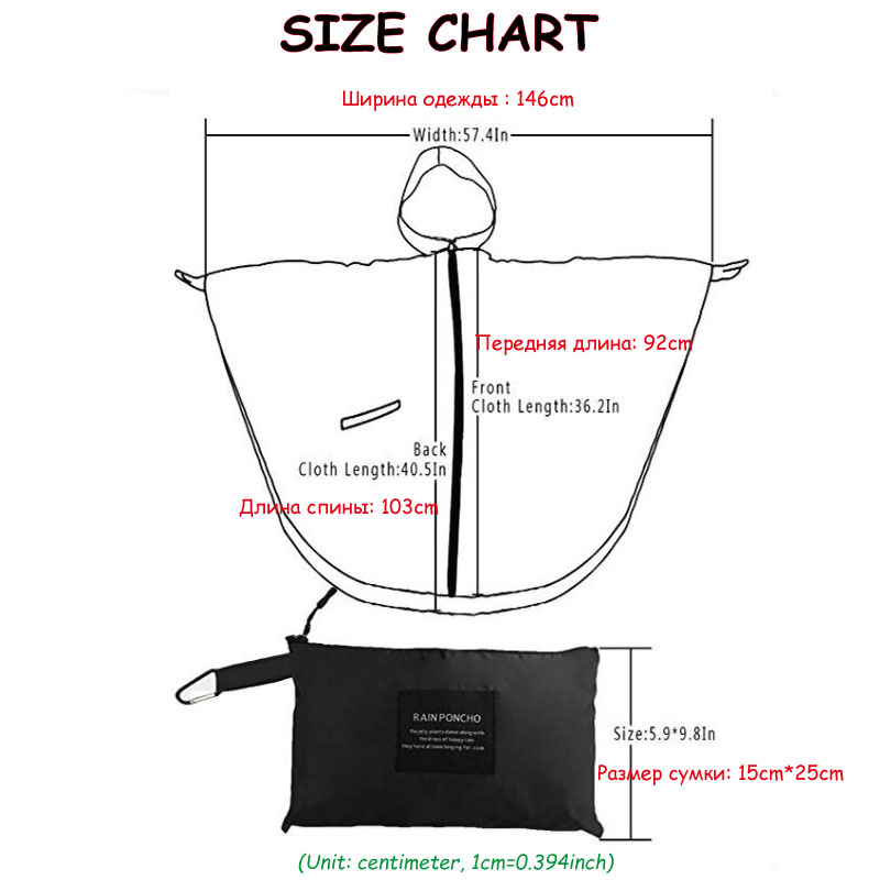 Black trench Coat Style Hooded Women men unisex Raincoat Outdoor Rain Poncho Waterproof Rain Coat 3 Colors Rainwear