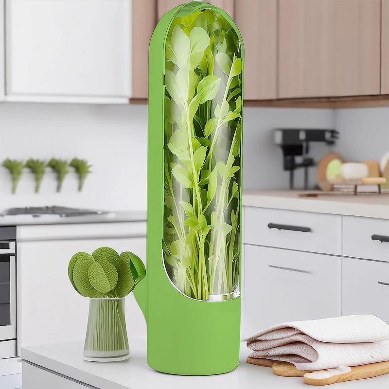 Frigorífico, recipiente para verduras y hierbas, botella de conservación fresca, contenedor de almacenamiento ahorrador para el hogar, suministros de cocina