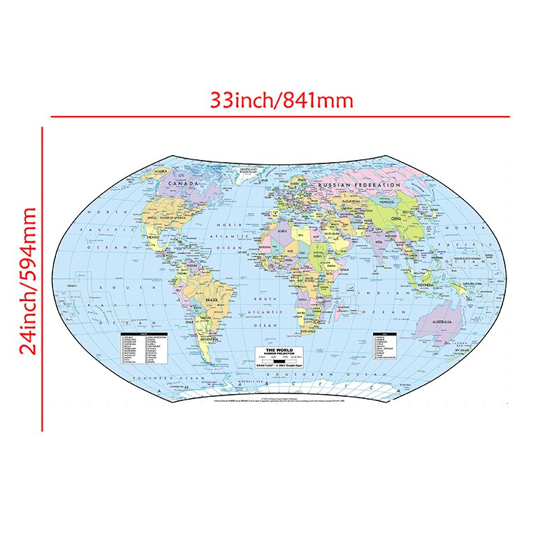 84*59cm The World Map Wall Art Posters and Prints Non-woven Canvas Painting Office School Supplies Room Home Decoration