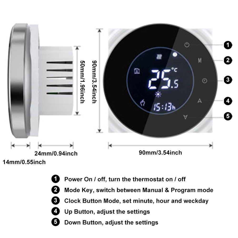 Wifi Lcd Display Smart Thermostat Wifi Six-Cycle Programmable Smart Thermostat Tuya Home Voice Control Temperature With Alexa