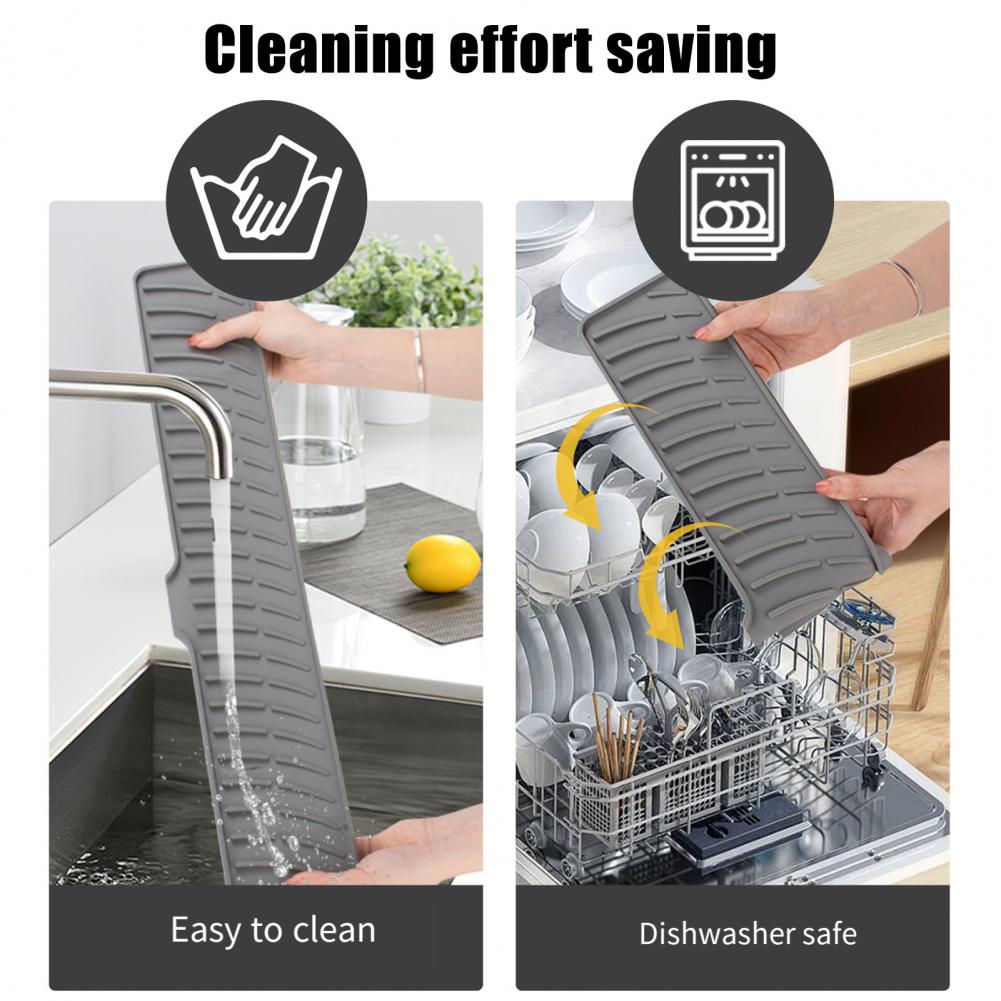 Drain Pad for Kitchen Sink Anti-slip Drainage Mat Anti-slip Silicone Drain Pad Faucet Splash Guard Set for Kitchen for Farmhouse