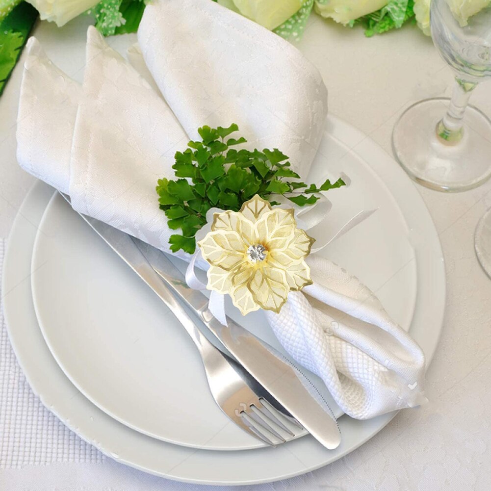 6 st blomma servettringar metall guld servett spänne servettring hållare hotell födelsedag bröllopsfest västra middagsbord dekoration