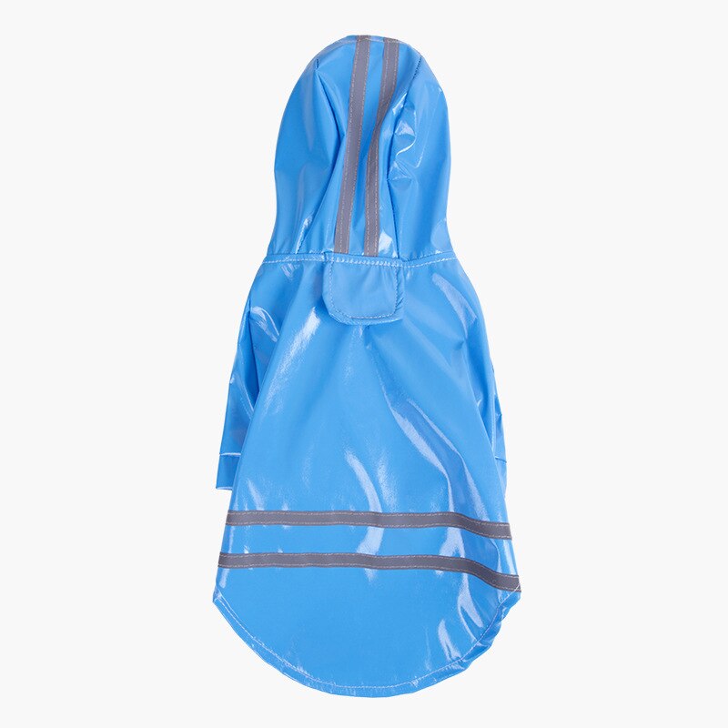 Dog Raincoat Reflective PU Puppy Pet Rain Coat Hooded Waterproof Dog Jacket Clothes Solid Waterproof Dog Coat For Dogs: Blue / S