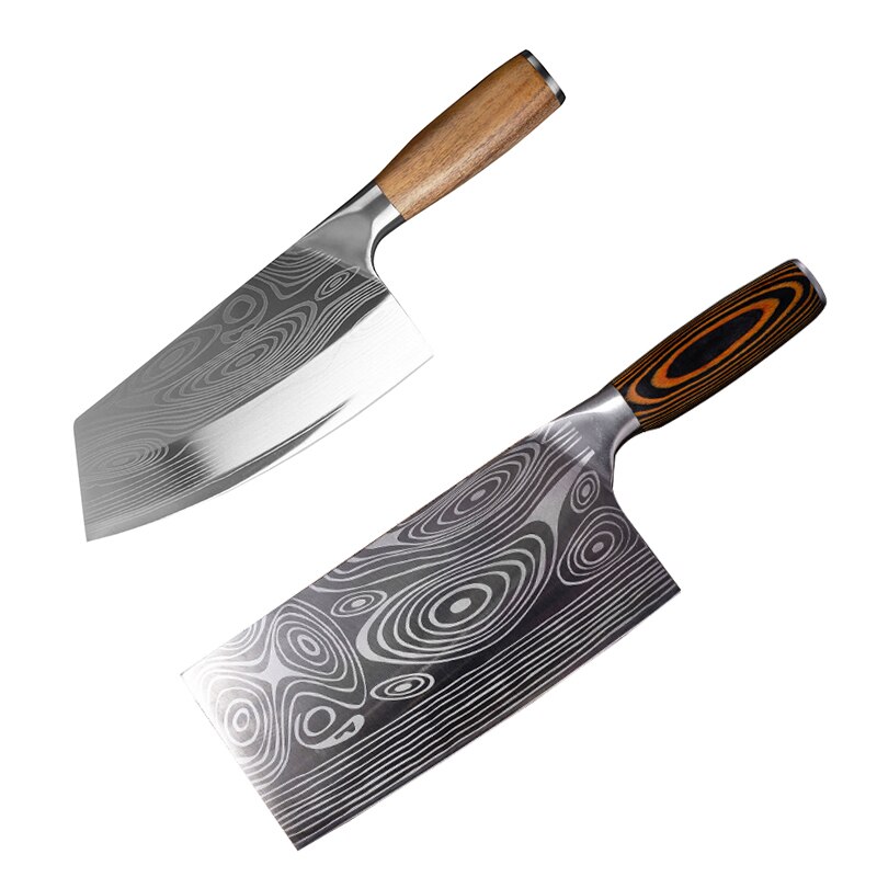 MHNTLOS Traditional Handmade Forged Kitchen Knife Hammer Stainless Steel Chef's Chopper Cooking Knives Wooden Meat Slicer: product 8