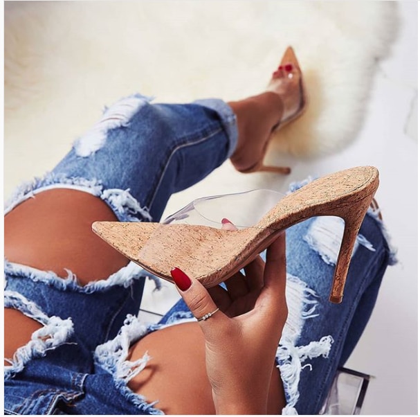 DEleventh PVC sandalias de gelatina zapatos de tacón alto con punta abierta mujeres plexiglás transparente Zapatillas Zapatos de tacón sandalias transparentes tamaño 35-42
