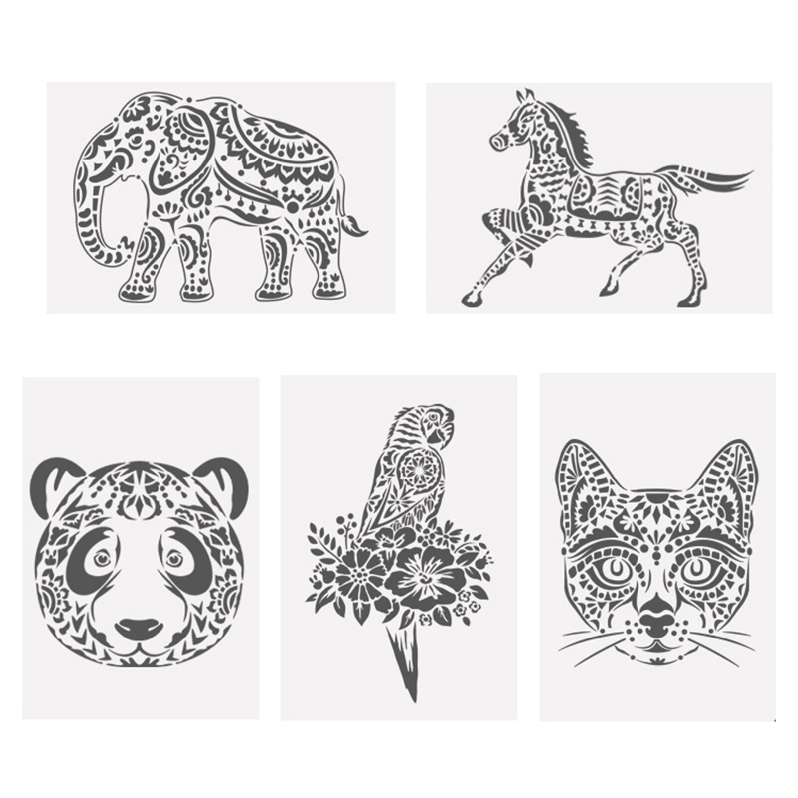 Règle de dessin d&#39;animaux, modèle ajouré, papeterie, Figure de dessin pour enfants, règle de peinture, papier à gratter: C