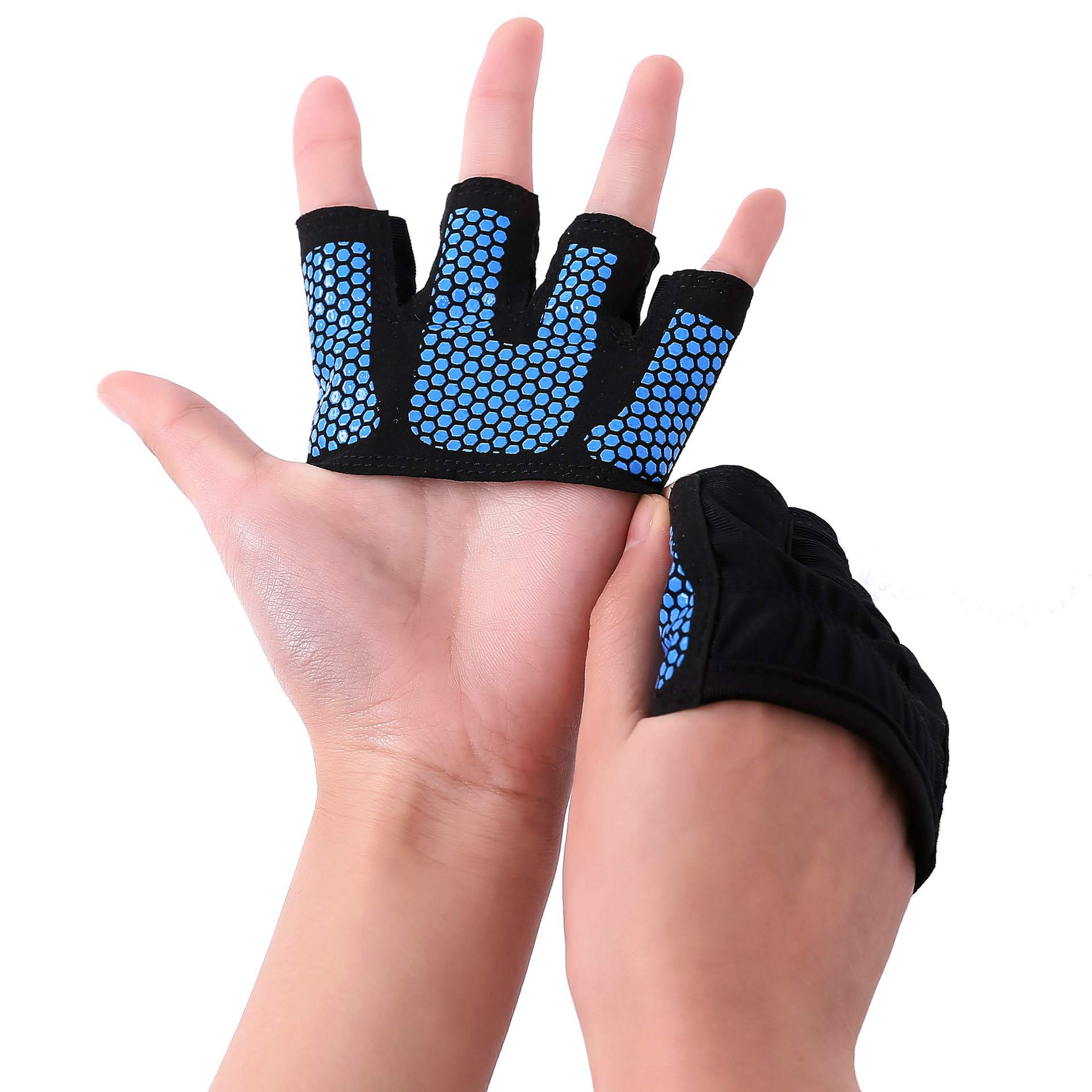 Gym Fitness Half Vinger Handschoenen Mannen Vrouwen Voor Crossfit Workout Handschoen Power Gewichtheffen Bodybuilding Hand Protector: 1Pair Blue / S