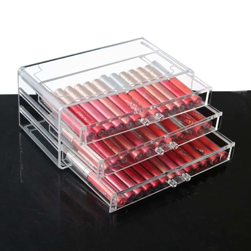 Large Capacity Storage Box Dressing Table Cosmetic Lipstick Storage Rack Transparent Drawer Desktop Finishing Box Acrylic
