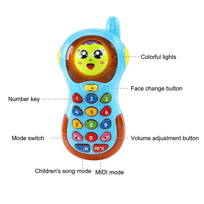 Juguete teléfono inteligente multifunción para niños, música colorida, luz de Educación Temprana, teléfono móvil para niños, Color aleatorio 998