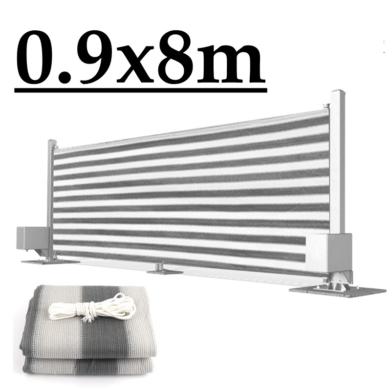 Grey Stripes Balcony Fence Screen Stair Rail Mesh Anti-UV Windproof Apartment Balcony Protection Terrace Shelter Privacy Net: 0.9x8m