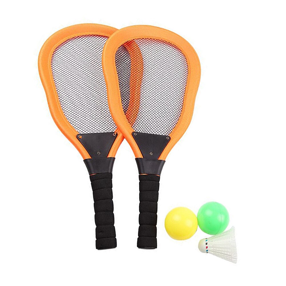 5 pièces sport jouet enfants tissu Art Tennis raquette Badminton plage raquette enfants fournitures de plein air (rouge 2 pièces raquette + 1pc Badminton