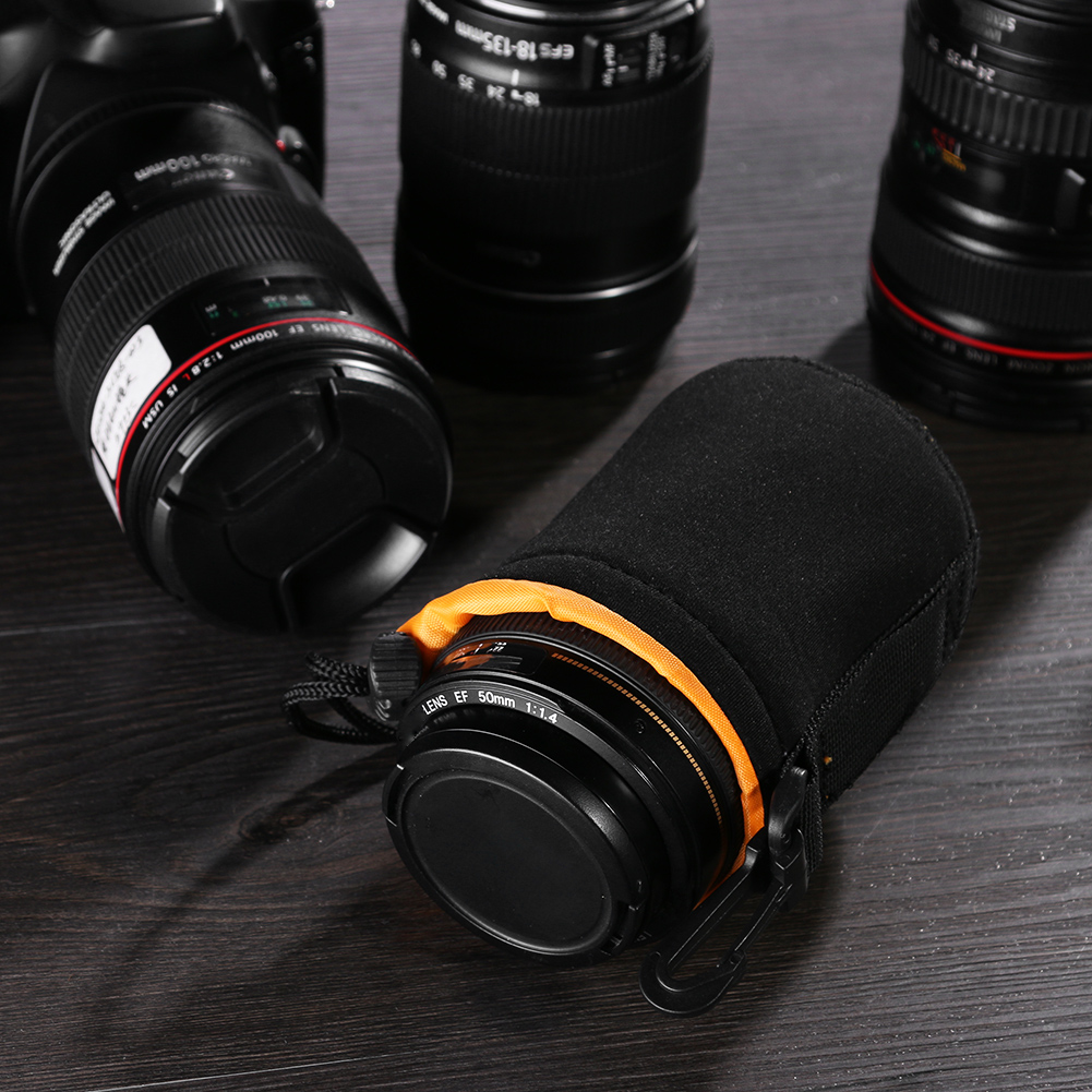 1/2 Stück Kameraobjektivtasche Fotografie Objektivtasche Neopren Wasserdichter Rucksack Kordelzug Schutzhülle für die meisten digitalen Spiegelreflexkameras